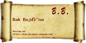 Bak Bojána névjegykártya